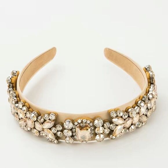 BAROQUE Style Rhinestone Sponge Headband. Clear + Tan Tinted Stones. BRAND NEW. - Picture 6 of 6